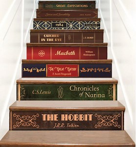 Book Title Stair Decals Custom, Book Spine Stair Riser Decals, Staircase Decals Vinyl Peel Stick, Retro Book Spine Decals for Stairs Decor - Etsy
