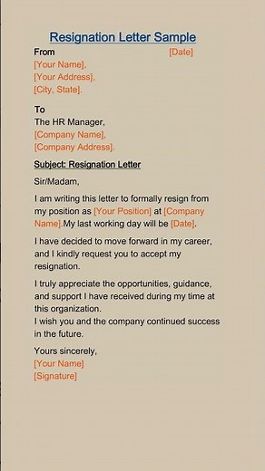 Simple Resignation Letter Format | Easy English Writing | Resignation Letter Sample