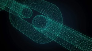 Blockchain or block chain network animation, representing the crypto currency transactions or data. The cryptocurrencies use this system to validate their data. Blue hologram 3d model background