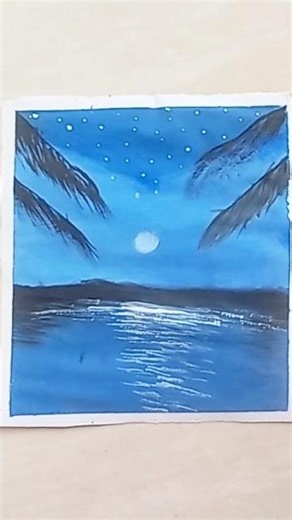 “Palm Tree Moonlight Acrylic Painting | Easy Painting for Beginners 🎨”#sohrts