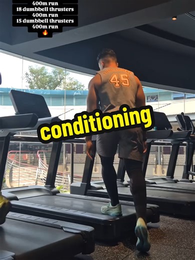 Fast and Heavy For time: 21 dumbbell thrusters 400-meter run 18 dumbbell thrusters 400-meter run 15 dumbbell thrusters 400-meter run #conditioningworkouts #gymmotivation