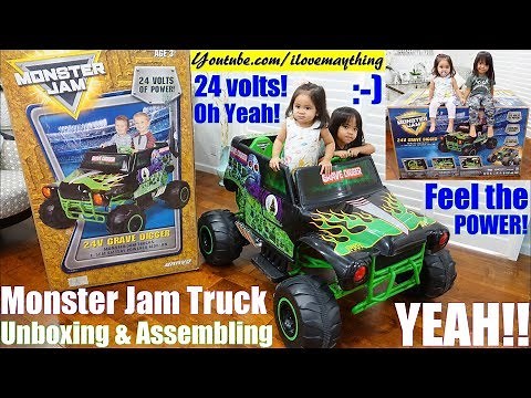 Power Wheels Crash! Monster Jam Truck Crash! 24 Volts Ride-On Truck Grave Digger! Toy Channel