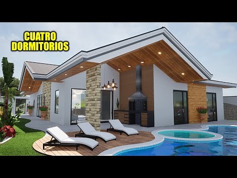 CASA HERMOSA DE UN PISO CON CUATRO DORMITORIOS - AREAS VERDES Y PISCINA (RVL CASAS 2022)