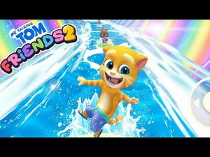 Ginger Plays Pool Slide - My Talking Tom Friends 2 Ginger Gameplay
