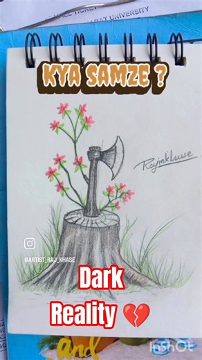 save tree 🌴 in dark reality of this generation 😭🥺💔#artistsofinstagram #savetreedrawing #artwork
