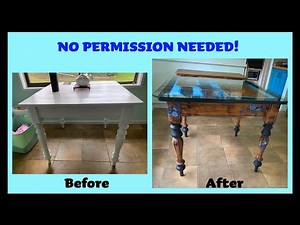 DIY Table Makeover with Embedded Transfers. Upcycling for Women Who Take Action