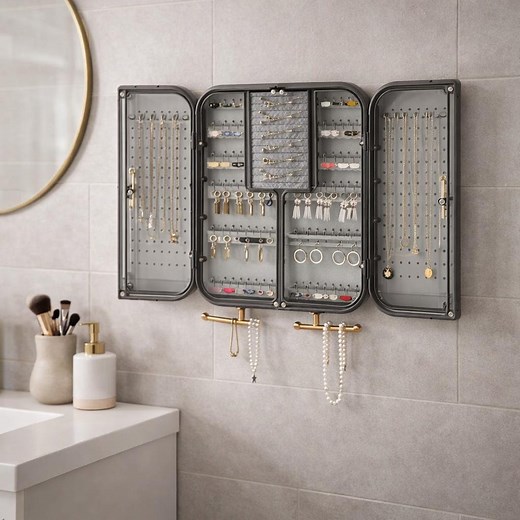 Wall-mounted Jewelry Organizer and Non-full Mirror Wooden Jewelry Storage Option - Etsy