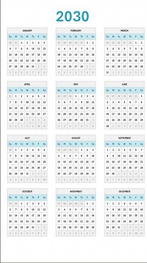 2030 Calendar