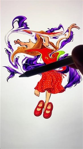 Lili meets Miss Delight! 🍎 Hybrid Art ASMR #digitalart #transformation