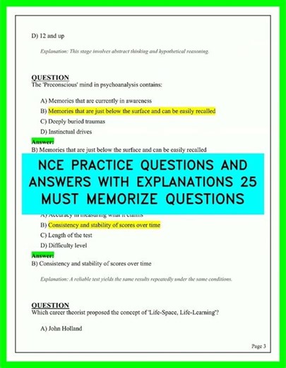 NCE Practice Questions & Answers (25 Must-Know) with Explanations | 2026 Exam Prep Trending