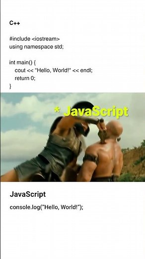C++ vs JavaScript – Troy Fight Scene Parody | Printing Text Be Like 😂🔥 #motivation