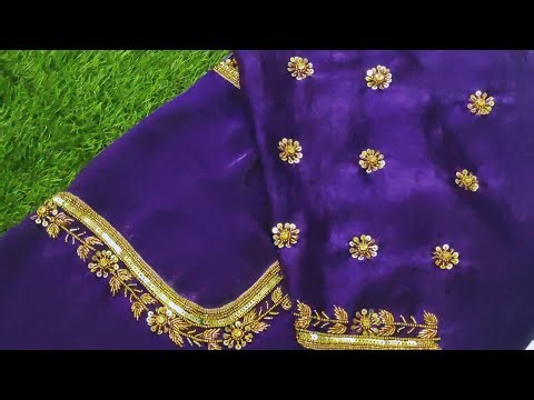 Aari work 🧵🪡Lahanga Blouse Designing With Simple Aari Stitches 🪡🧵|Malayalam Tutorial For Beginners