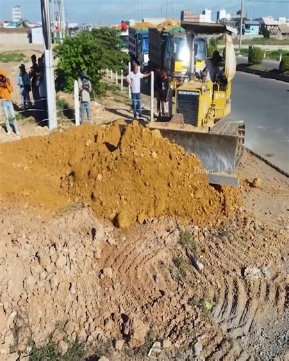 12K views · 221 reactions | Excellent!!! The New Road Construction Process Use Dozer D31p Komatsu With Small​ Dump Trucks Many Land transport | Dozer Tv | Facebook