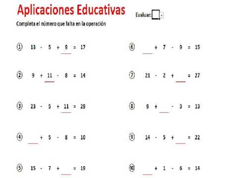 Completa el numero que falta en la operacion