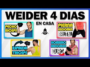 Rutina Semanal WEIDER de 4 DÍAS para ENTRENAR EN CASA ▶ [HIPERTROFIA MUSCULAR CON MANCUERNAS] ⭐