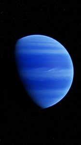 A single deep-blue gas giant planet floating in th e vastness of space. The planet has a smooth spherical shape with subtle atmospheric bands and faint cloud streaks across its surface, glowing softly in shades of rich. #Galaxy #MilkyWay #Universe #Space #Cosmos #Astronomy #Science #facebookShorts #Viral #Reelvideo | Starlight Realm