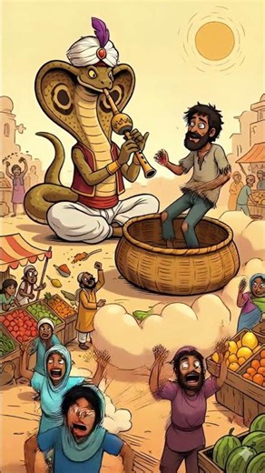 A Cobra Just Outsmarted the Snake Charmer 🐍🧺 #shorts #animation
