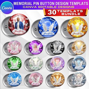 30x Memorial Pin Button Canva Templates Bundle | in Loving Memory Button Design | DIY Funeral Favors RIP Canva Editable Digital Design - Etsy
