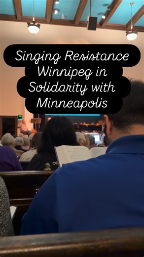 Cara Luft on Instagram: "Winnipeg singing in solidarity with Minneapolis. We watch from Canada what is happening Stateside and our hearts ache with grief. One of the things we can do to show our support, love, compassion and solidarity is through SINGING TOGETHER! Community and love are what will save us. Shout out to the fine folks at Canadian Mennonite University for lighting the spark and hosting tonight’s gathering. This is one of my favourite Taizé songs. I first learned it in 1993 on my pi