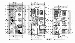 Casas Independientes En 3 Niveles Planos de AutoCAD 1006211 - Planos CAD Gratis