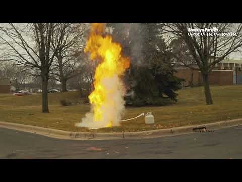 Turkey exploding in deep fryer