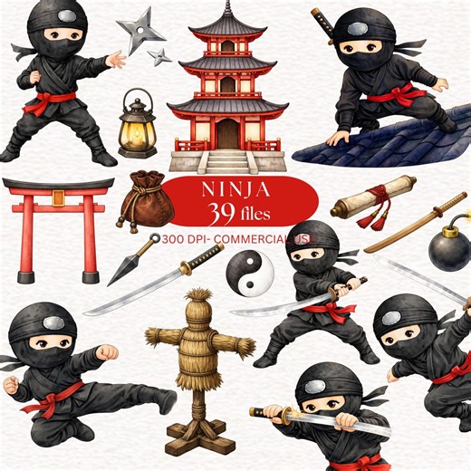 Watercolor Cute NINJA Clipart, Ninja Boys Png, Martial Arts Image, Ninja Warrior, Karate Ninja Guy, Secret Assassin, Fight Kid Clipart - Etsy