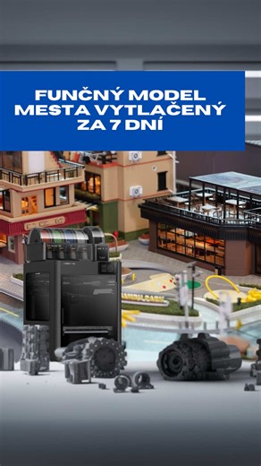 Toto nie je maketa. Toto je funkčné mesto. Bambu Lab posunul hranice 3D tlače predstavením kompletne vytlačeného modulárneho mesta o rozmeroch 4 × 2 metre — a celé vzniklo za 7 dní. 🔹 100× 3D tlačiarní Bambu Lab H2D 🔹 takmer 300 kg materiálu 🔹 plne funkčné systémy Autonómne vozidlá, inteligentné osvetlenie, interaktívne budovy a technické modely postavené na platforme Cyber Brick. Nie len na pozeranie, ale na reálne fungovanie. Ukážka toho, kam smeruje architektúra, urbanizmus a digitálna výr