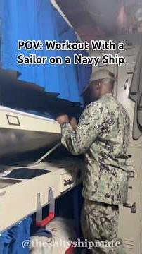 Come train at sea 💪🌊 this is what a workout looks like on a Navy ship #military #miltok #navy #fyp