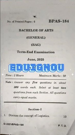 BPAS 184 Stress & Time Management | IGNOU Psychology | Solved Question Paper & Notes | Dec 2025 Exam