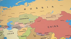 Russia Highlighted 3D World Map Animation Showing Eurasia Countries Borders