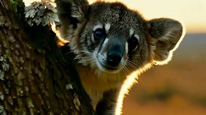 Rock Hyrax Peeking From Tree During Sunset in South Africa