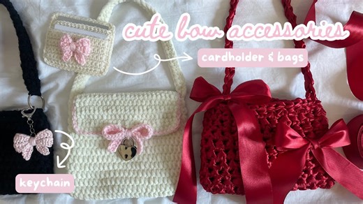 Crochet Bow Collection: Cardholder, Bag, Keychains & More
