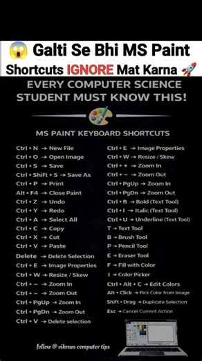 MS paint keyboard shortcut keys 🤓🚀🤯 #mspaint #shortcutkeys #computereducation #shorts