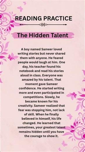 The hidden talent || Reading practice || #shorts