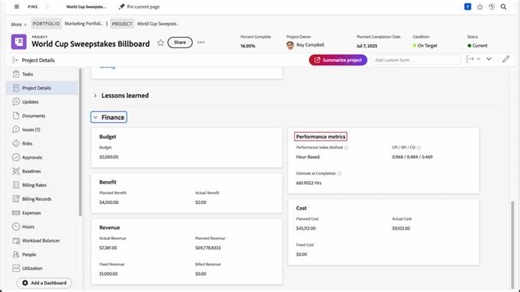 Project finances for administrators | Adobe Workfront