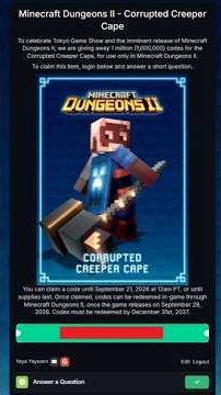 How To Claim The Corrupted Creeper Cape Minecraft Dungeons II