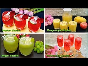 Sharbat Recipes | 4 Types Sharbat Recipe | Apple sharbat | Mango sharbat | Beetroot & Angoor sharbat