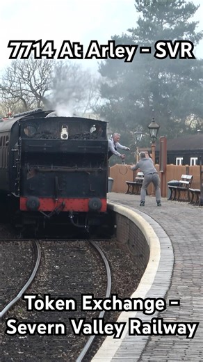 Severn Valley Railway | 7714 Pannier Token Exchange at Arley | #steam #train #railway #shorts