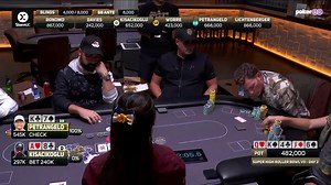 4.7K views · 44 reactions | Coach Nick Petrangelo is chip leading the Super High Roller bowl with 5 players left and $3+ million up top! This clip of his heroic call yesterday is from PokerGo. You can watch the final 5 (featuring Nick and Daniel Negreanu) play out at 1pm PT on PokerGo! Remaining Chip Counts: 1. Nick Petrangelo (2,630,000) 2. Daniel Negreanu (2,225,000) 3. Andrew Lichtenberger (880,000) 4. Orpen Kisacikoglu (855,000) 5. Justin Bonomo (610,000) | UpswingPoker | Facebook