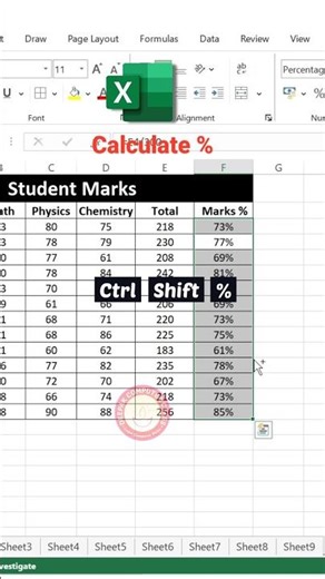 How to calculate percentage in excel #excel #exceltricks #excelshortcuts #shorts #viral #excelshorts