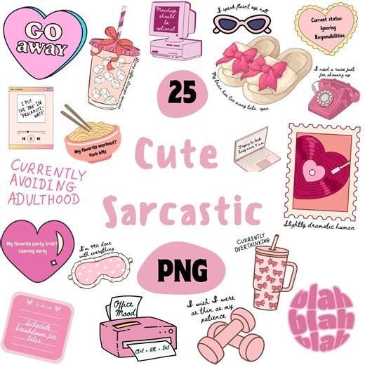 Funny Sarcastic Sticker Clipart Bundle (25 PNG) - Etsy Canada