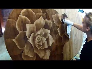 Shading with WOOD STAIN! Have you tried it yet?! http://realitydaydream.com/shading-with-stain-on-dining-table-succulents/ | Reality Daydream