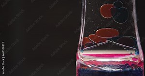 Liquid oil hourglass : Double color liquid oil falling down through a narrow neck in a timer hourglass. Indicating passing of time. Each hourglass measures and has specific duration of time. Stock Video
