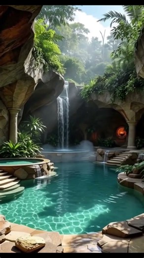 Secret Grotto Waterfall Pool #travel#relaxing #cave #swimming #pool #summer #nature #cave #vacation
