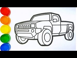 How to Draw a Pickup Truck,Drawing and Coloring For Kids