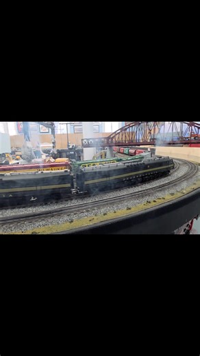 Look at these massive Pennsylvania Rail Road engines known as a Centipede . These diesels have 24 wheels on each and 16 are powered . | Lower Susquehanna Valley Modular Railroaders