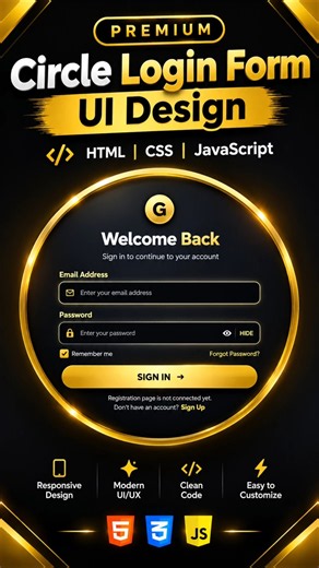 #codinglife #developer Golden Circle Login Form | Premium Gold UI Design #css #java #uiux #ai
