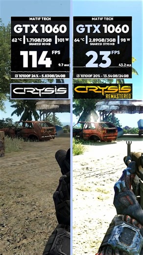 Crysis Original vs Remastered - Comparison ⬅️ #crysis #gpu #pcgaming