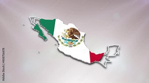 Mexico Flag on its Country Map, 3D Map Flag Opener Suitable for Politics, Elections, Travel, News and Sports Events and Presentations