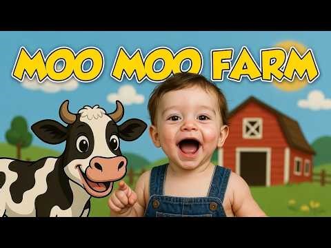 Moo Moo Farm Song for Babies | Cute Cow Nursery Rhyme & Kids Video